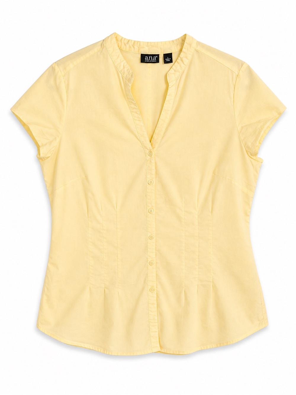 Butter Yellow Button-Up Blouse – a.n.a A New Approach – Size L – Y2K Workwear